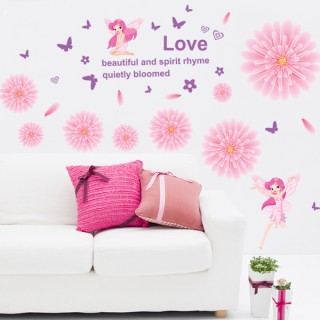 Fairy Princess, Pink Flowers & Butterflies 